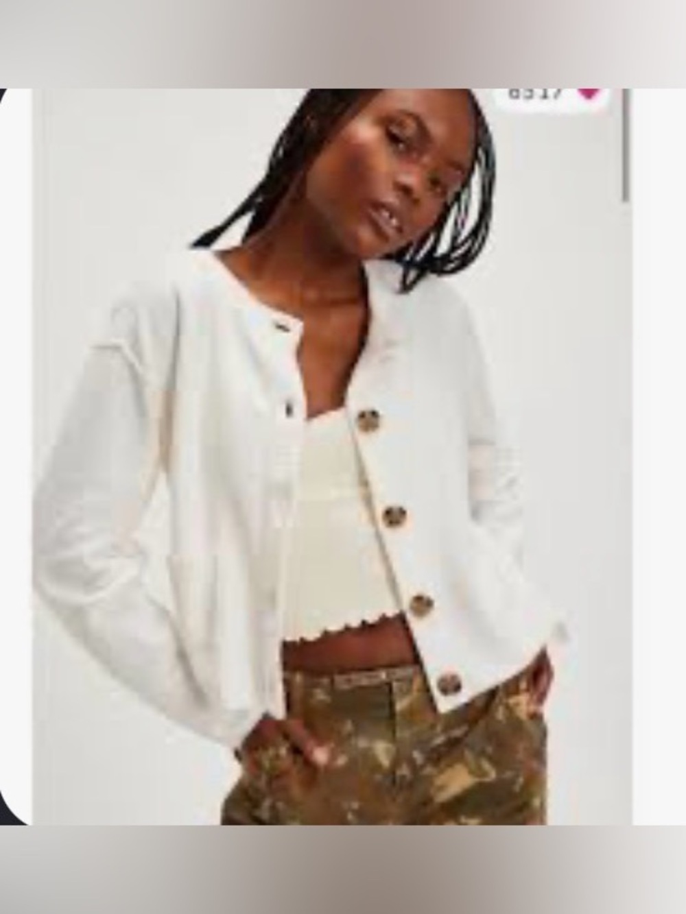 Free People Luna crewneck front patch pocket button up oversized cardigan